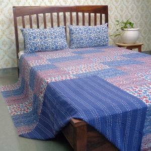 Best Selling Indian Hand Block Printed Cotton Kantha <b>Quilt</b> <b>Queen</b> <b>Size</b> Patchwork Washable for Hotel Use on Sale - Product Image 5