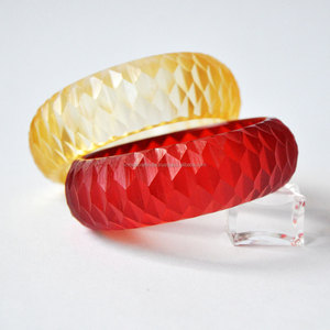 กว้างดอกไม้หลายสีแกะสลักวินเทจ Bakelite กลุ่มเครื่องประดับที่กำหนดเอง - Product Image 5