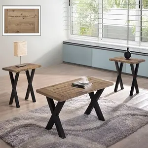 Ensemble de TABLE basse en bois, contemporain et moderne, avec pied en "X", 2 pièces