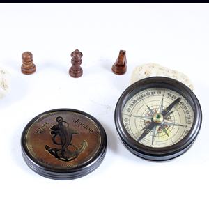 Acabado antiguo latón ancla náutica brújula direccional Robert Frost poema grabado Funda de cuero Aleación de Metal vidrio-regalo novedoso - Product Image 4