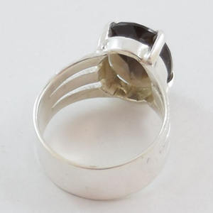 925 argent sterling taillé à facettes quartz fumé design vintage bague de finition oxydée pour les femmes bagues en argent vermeil d'éternité - Product Image 6