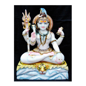 Lord Shiva Makrana White Beautiful Handmade Sculpture - Product Image 1