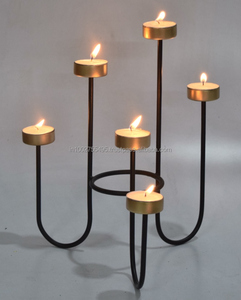 เชิงเทียนเหล็กทำมือสุดหรู 6 ช่อง สำหรับตกแต่งบ้านในวันคริสต์มาส พร้อมโถเทียนโลหะ IHA IHACA717 - Product Image 1