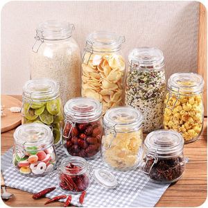 Bocal en verre avec couvercle en bambou, assurance commercial, pot en verre avec clip pour le stockage des aliments, flacon de 700ml - Product Image 1