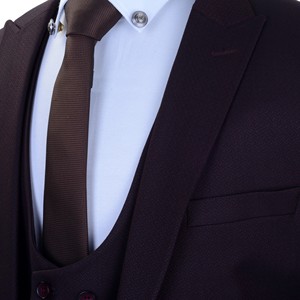 Vente chaude Nouveau Design Sur Mesure Trois Pièces Bourgogne Hommes D'affaires Costume Pour Costume De Mariage Qualité Turque - Product Image 2