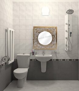 Marco de espejo cuadrado de madera MDF hecho a mano de primera calidad, lámina de oro, diseño antiguo, decoración de pared para compradores al por mayor, compra a granel - Product Image 2