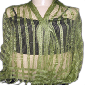 Silk Striped Plaid Scarvies <b>Bandana</b> Muslin Design Lady Hijab Scarf Handmade in India by Manufacturer - Product Image 4