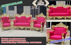 Ensemble de canapés élégants pour le mariage musulman, ensemble de canapés en or et blanc, chaises en bois sculpté de Look Royal, pour les mariages indiens - Product Image 6