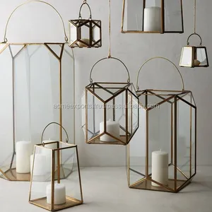 Faroles Colgantes de Cristal Transparente con Marco de Latón para Ventanas - Product Image 1
