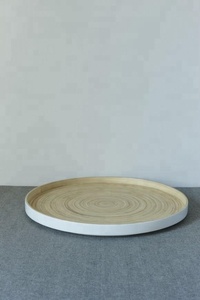 Round Lacquer <b>Bamboo</b> Charger Plate. <b>Bamboo</b> Tray - Product Image 2