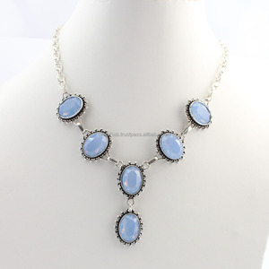 Classic <b>925</b> Sterling <b>Silver</b> Chalcedony Handmade <b>Necklace</b> - Product Image 2