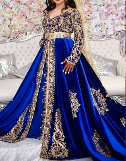 Takchita Caftan Bleu Marine 2019 Caftan Takchita Robe Marocaine