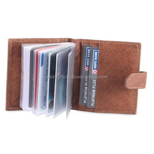 Porte-cartes de crédit de poche en cuir/porte-cartes de visite en cuir PU bon marché/porte-cartes de visite 2023 avec manches en plastique - Product Image 1