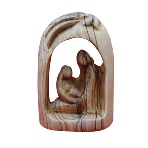 Handmade Religious Holy Family Statue Olive Wood Craft From Cave Scene for <b>Wooden</b> <b>Boxes</b> and Wall Signs - Product Image 1