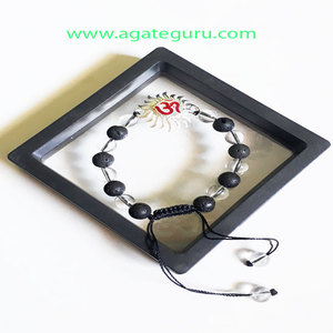 Cristal avec perles de lave Bracelet fait main Yoga Feng Shui Band - Product Image 1