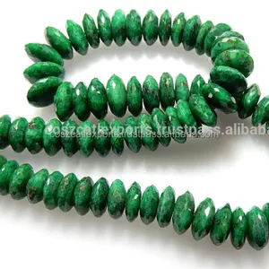 Fil de pierres précieuses émeraude teint en corindon vert émeraude, perles rondes de coupe allemande taille 9 à 11MM