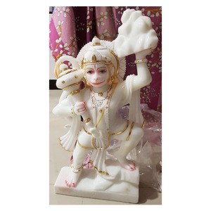 Makrana White Marble Hanuman Standing <b>Statue</b> - Product Image 1