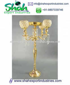 เชิงเทียนคริสตัลโลหะ 4 แขน สำหรับตกแต่งโต๊ะงานแต่งงาน แจกันดอกไม้สีทอง งานแฮนด์เมด เป็นมิตรกับสิ่งแวดล้อม ศิลปะสมัยใหม่ - Product Image 3