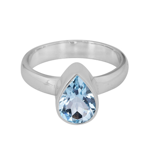 Casa de Plata แฮนด์เมด7x10มม. แหวนพลอยบุษราคัมสีฟ้าตัดลูกแพร์925แข็งเครื่องประดับเงินสเตอร์ลิงสำหรับงานปาร์ตี้ขายส่งผลิต - Product Image 1