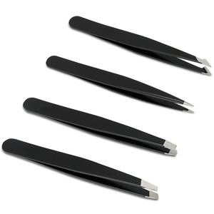 Juego de pinzas profesionales para depilación de cejas de acero inoxidable 2025, 4 piezas con estuche de viaje - Product Image 2