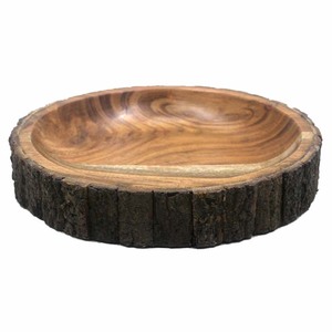 En bois naturel rond assiette de service - Product Image 1