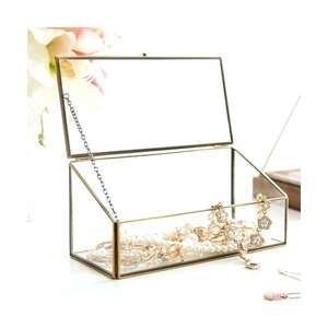 Glass Jewelry Box with <b>Chain</b> and <b>Mirror</b> Bottom Elegant Storage Solution for Your Beloved Pieces - Product Image 2