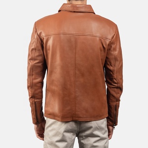 Nouveau Style hommes marron Bomber veste en cuir meilleur Design pour l'hiver grande taille respirant Polyester tricoté mouton fourrure col capuche - Product Image 4