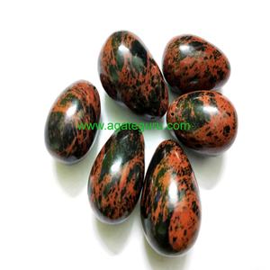Massage aux œufs de Yoni en obsidienne d'acajou percé d'Inde - Product Image 1