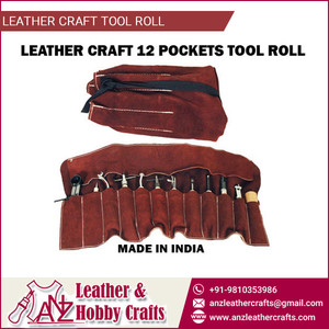 Premium Leather Craft <b>Tool</b> Roll <b>Bag</b> with 12 Pockets Portable Organizer | DIY Leatherworking Hand <b>Tools</b> <b>Kit</b> Storage Carrier Case - Product Image 1