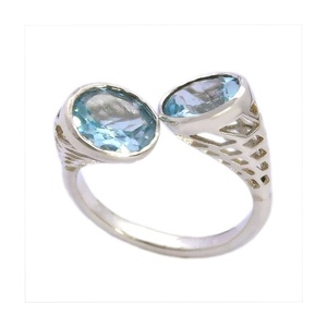 แหวนพลอยบุษราคัมสีน้ำเงินแท้ที่มีชื่อเสียง925ทึบเครื่องประดับเงินสเตอร์ลิงแหวนเวอร์เมียลนิรันดร์ของขวัญสำหรับผู้ชายและผู้หญิง - Product Image 1