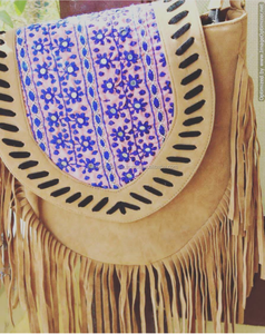 Bolso de hombro de cuero de vaca bordado Tribal indio fiesta de noche colección Bohemia bolso de compras de hombro de cuero - Product Image 1