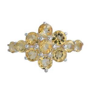 Anillo redondo de piedras preciosas naturales de Plata de Ley 925 con citrino amarillo, joyería, anillo de moda para regalo de boda o fiestas. - Product Image 1