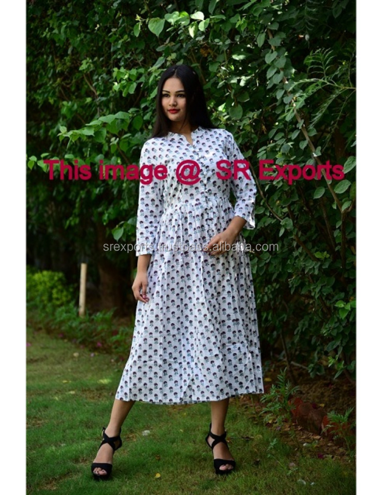 Cotton Designer Front Split Dress - Fashionable & Sustainable