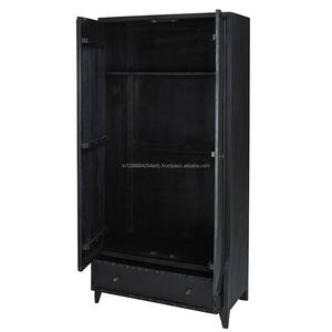 Moderno Vintage de madera maciza muebles de dormitorio armario negro con dos puertas y un cajón para uso doméstico - Product Image 3