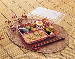 Boîte à bento en plastique jetable, pièces, boîte rectangulaire japonaise avec 5 compartiments, préparation de repas jetable, contenant pour aliments à emporter - Product Image 2