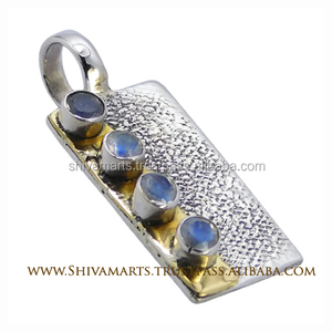 Colgante de piedras preciosas de piedra lunar arcoíris de plata de ley 925, estilo Vintage puro, hermosa joyería fina de moda para mujer - Product Image 2