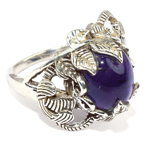 Anillo de plata de primera ley con forma de hoja Ovalada para mujer, sortija, plata esterlina 925, amatista, aspecto perfecto, 925 - Product Image 1