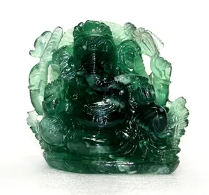 天然萤石Ganesha石雕手工雕刻雕像制作印度精神雕像