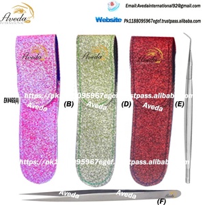 Best Quality Shinny Pouch all Colored / Rainbow Color Pro-Straight & Curved Eyelash Extension Tweezers - Product Image 4
