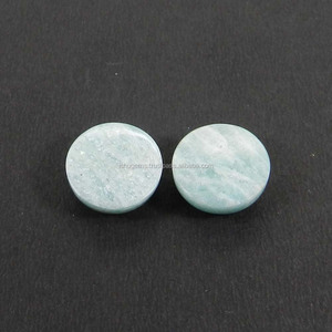 Amazonita 14mm redonda cabujón par 19,15 cts de piedras preciosas sueltas para pendiente - Product Image 3