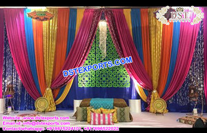Marvelous <b>Mehndi</b> Ceremony Stage Set Stylish Mehandi Stages <b>Decoration</b> Set Pakistani Sangeet Stages - Product Image 3