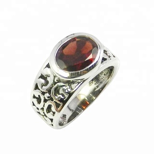 Jumbo Jewelry Wholesale 925 Sterling Silver Garnet Gemstone <b>Ring</b> Handmade Silver <b>Ring</b> Supplier <b>Indian</b> Jewelry Men's Finger <b>Ring</b> - Product Image 1