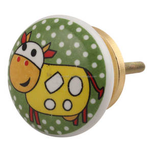 Kak — boutons de tiroirs en céramique pour enfant, fait à la main, vache jaune de haute qualité, pour placard de cuisine, poignées de porte, vente en gros - Product Image 3