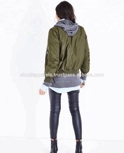 Chaqueta de béisbol de sarga de algodón para hombre y mujer, chaqueta Bomber de satén verde, barata, venta al por mayor - Product Image 5