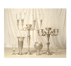 Candélabres en verre doré, porte-bougie, décoration de mariage, centre de Table, 5 bras, vente en gros - Product Image 1