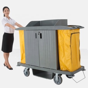 Chariot de nettoyage multifonctionnel de haute qualité, taille standard, roues universelles en caoutchouc, chariot de service de nettoyage pour hôtel, équipement de nettoyage - Product Image 2