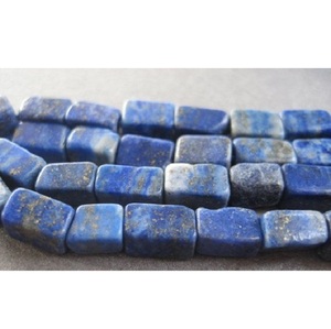 Perles de pierres précieuses rectangulaires gonflées plates en Lapis Lazuli bleu naturel pour la fabrication de bijoux - Product Image 2