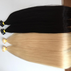 ผมต่อแบบผูก100% เคราตินต่อปลายแบนผมสีบลอนด์และสีดำ - Product Image 1