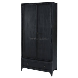 Moderno Vintage de madera maciza muebles de dormitorio armario negro con dos puertas y un cajón para uso doméstico - Product Image 2