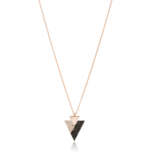 Colgante triangular de circón negro, joyería de plata de ley 925 hecha a mano, moda - Product Image 1
